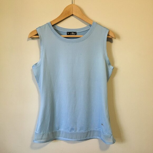 Crane Pale Sky Blue Mesh Hem Workout Tank - Picture 15 of 15